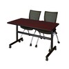 Kobe Tables > Nesting Tables > Kobe Flip Top Table & Chair Sets, 48 X 24 X 29, Wood|Metal|Fabric Top MKFT4824MH09BK